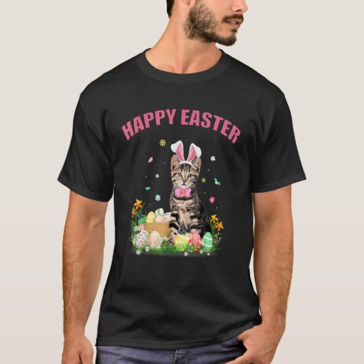 T-shirt Cute chat Jour de Pâques Oeufs de lapin Costume Ho (Devant)