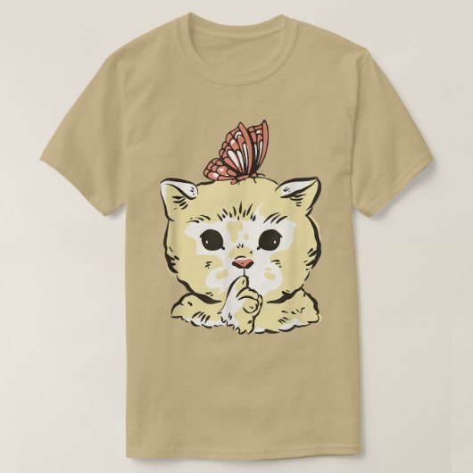 T-shirt Cute chat Kitten avec papillon (Design devant)