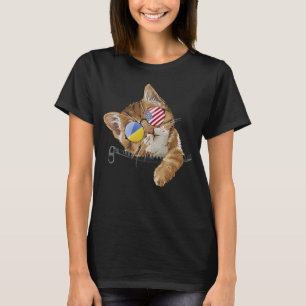 T-shirt Cute Chat Kitten drapeau ukrainien américain Lunet