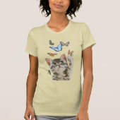 T-shirt Cute Chat Kitten Jouer Avec Des Papillons (Devant)