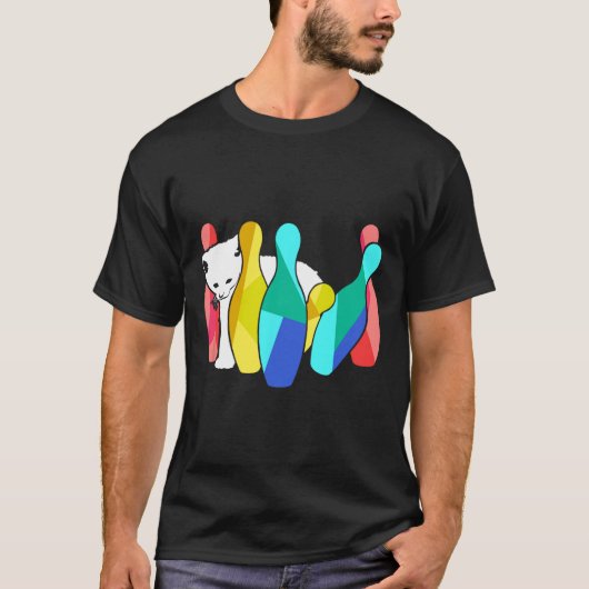 T-shirt Cute Chat Knocke Sur Bowling Pins Kitty (Devant)