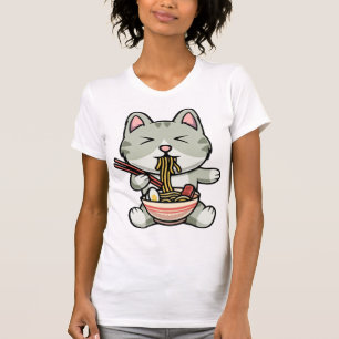 T-shirt Cute chat mangeant des nouilles soba dessin icône 