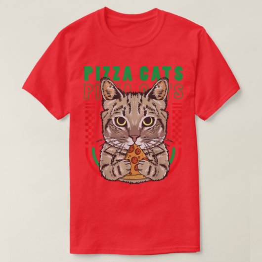 T-shirt Cute Chat Manger Pizza Drôle Chat Pizza Amateurs (Design devant)