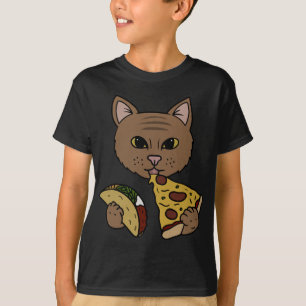 T-shirt Cute chat manger pizza et Tacos
