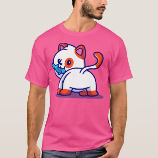 T-shirt Cute chat Manger Poisson Carton1