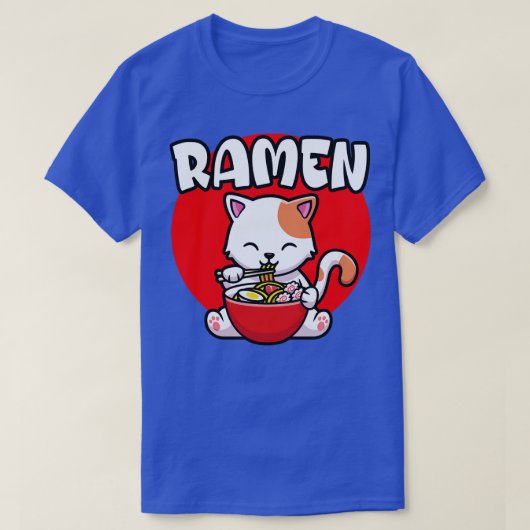 T-shirt Cute Chat manger Ramen nouilles (Design devant)