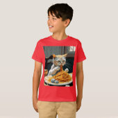 T-SHIRT CUTE CHAT MANGER SPAGHETTI (Devant entier)