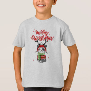 T-shirt Cute Chat Noël Stocking fourchettes Galore