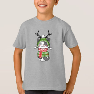 T-shirt Cute Chat Noël Stocking fourchettes Galore