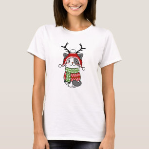 T-shirt Cute Chat Noël Stocking fourchettes Galore