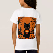T-Shirt Cute chat noir avec Citrouilles d'Halloween (Dos)