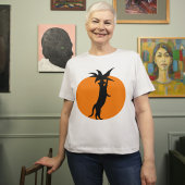 T-shirt Cute Chat Noir Dans Tomate Orange Sur Blanc Tendan