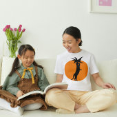 T-shirt Cute Chat Noir Dans Tomate Orange Sur Blanc Tendan