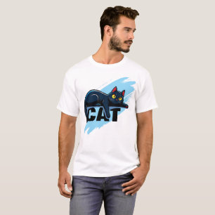 T-shirt Cute Chat Noir Éclaboussure Bleue