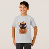 T-shirt Cute Chat Noir En Citrouille Carving Halloween Joy (Devant entier)