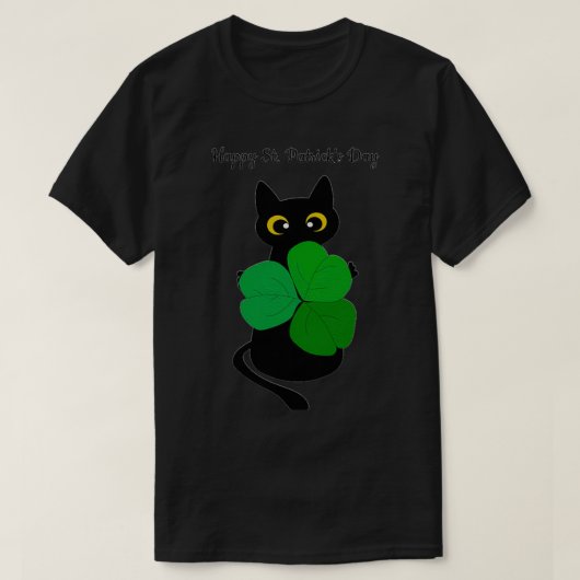 T-shirt Cute Chat Noir Leprechaun Casquette Funny Irish St (Design devant)