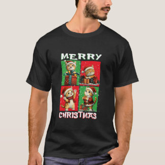 T-shirt Cute Chat Père Noël Animaux Aimer Joyeux Arbre de 