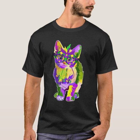 T-shirt Cute Chat Portant un Masque Carnaval Mardi Gras Ch (Devant)