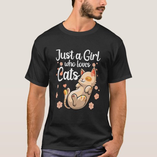 T-shirt Cute Chat Pour Filles Femmes Enfants Kitty Lady Ch (Devant)