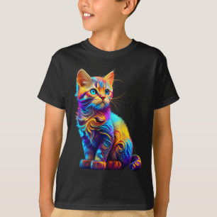 T-shirt Cute Chat Pour Les Amateurs De Kitten Art Coloré K