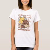 T-shirt Cute Chat Riding Chocolat Lait Carton Kawaii Art (Devant)