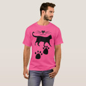 T-shirt Cute Chat Silhouette avec Nez de Coeur et Empreint (Devant entier)