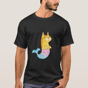 T-shirt Cute Chat Sirène Poisson Nager En Mer Cadeau