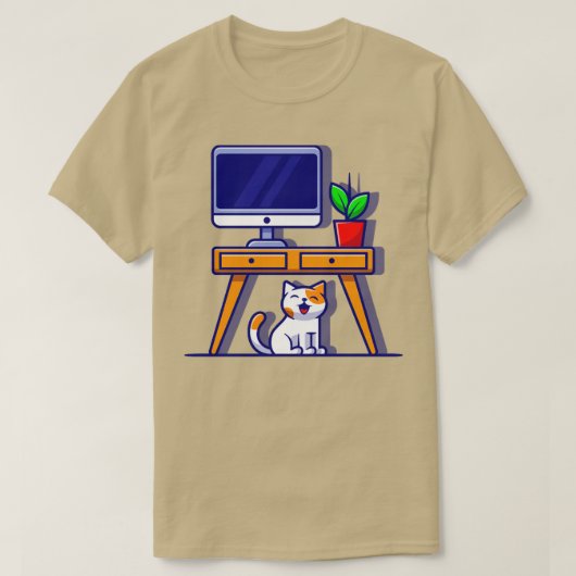 T-shirt Cute Chat sous le dessin de table (Design devant)