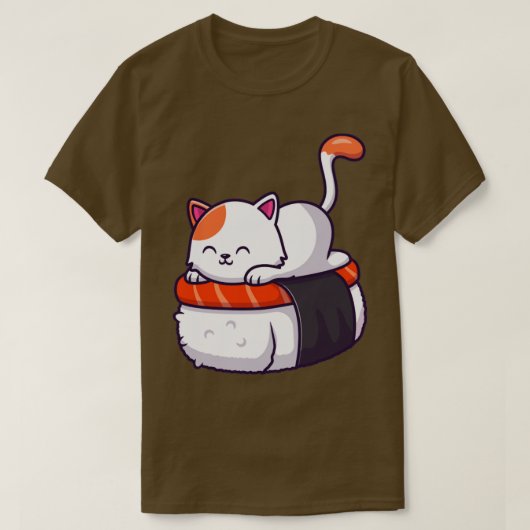 T-shirt Cute Chat Sushi Saumon 1 (Design devant)