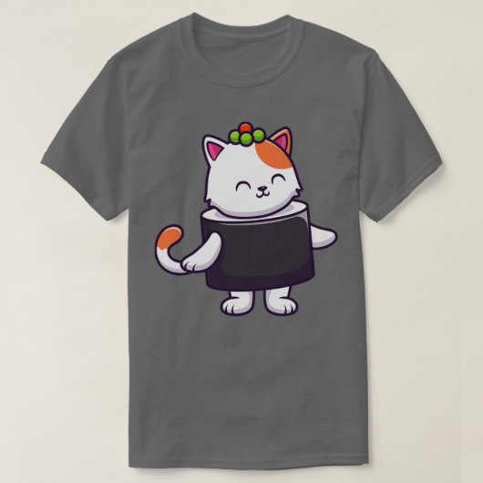 T-shirt Cute Chat Sushi Saumon 2 (Design devant)