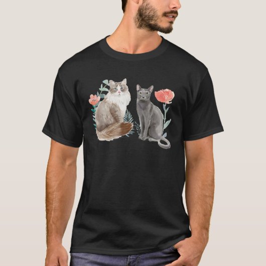 T-shirt Cute Chat T, Chat Floral, Chat T, Tee - shirts de  (Devant)