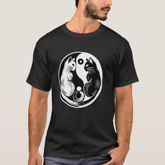 T-shirt Cute Chat Yin Yang (Devant)
