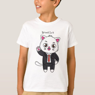 T-shirt Cute chaton chat en costume d'affaires dessin anim