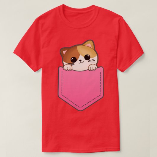 T-shirt Cute chaton dans une poche (Design devant)