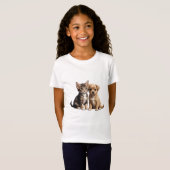 T-Shirt Cute chaton et chiot (Devant entier)