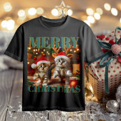 T-shirt Cute chatons avec le Père Noël et casquettes de re