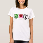 T-shirt Cute Cheerleader de l'amour de la paix<br><div class="desc">Peace Love et Cheerleaders. Pom-pom girl de saut mignon tenant pom poms.</div>