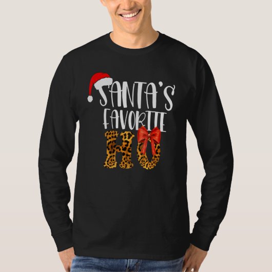 T-shirt Cute Cheetah Santa's Favorite Ho Christmas Women (Devant)
