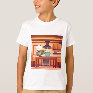 T-shirt Cute Chef Owl Cuisine en cuisine