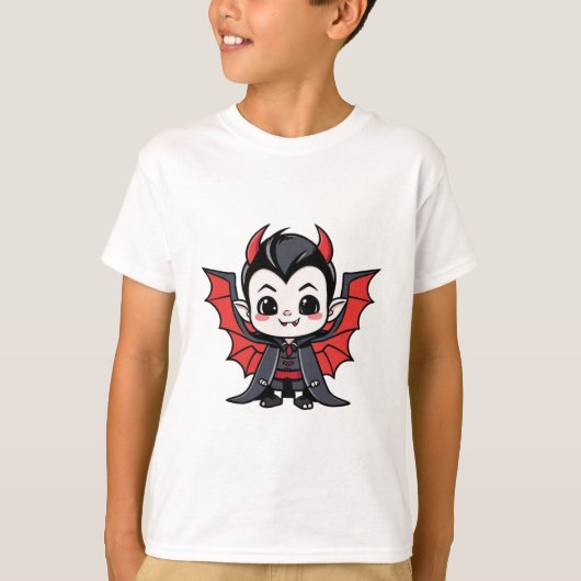 T-shirt Cute Chibi Dracula - Halloween de dessin animé (Devant)