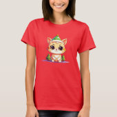 T-shirt Cute Chibi Kawaii Dessin de Noël Kitty Chat (Devant)
