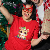 T-shirt Cute Chibi Kawaii Dessin de Noël Kitty Chat