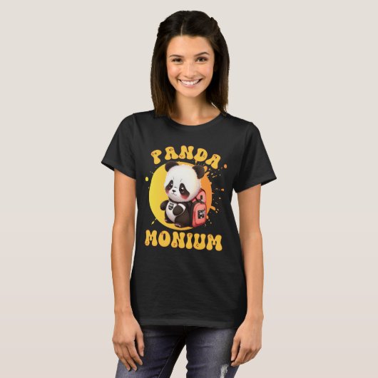 T-shirt Cute Chibi Kawaii Panda Name School Year On Back B (Devant entier)