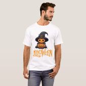 T-shirt Cute Chibi Pumpkin Witch Hat Halloween Graphic (Devant entier)