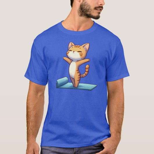 T-shirt Cute Chibi Yoga Cat funny (Devant)