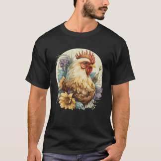 T-shirt Cute Chicken Sunflower Chicken  Farm Animal