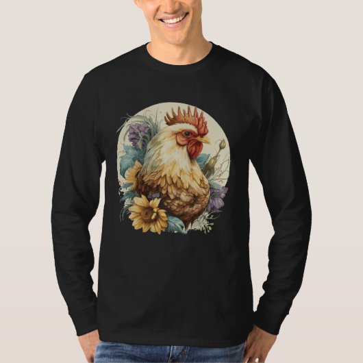 T-shirt Cute Chicken Sunflower Chicken  Farm Animal (Devant)