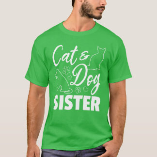 T-shirt Cute Chien Chat Soeur Chien Soeur Amoureux des chi