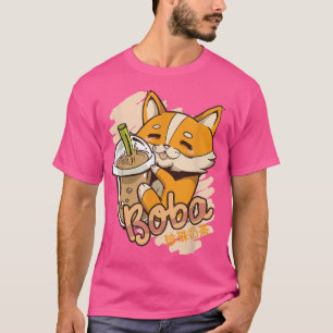 T-shirt Cute Chien Corgi avec Boba Bubble Tea