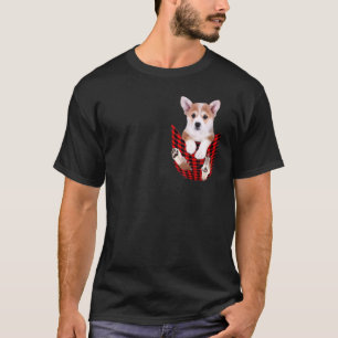 T-shirt Cute Chien Corgis Dans Poche Famille Vintage